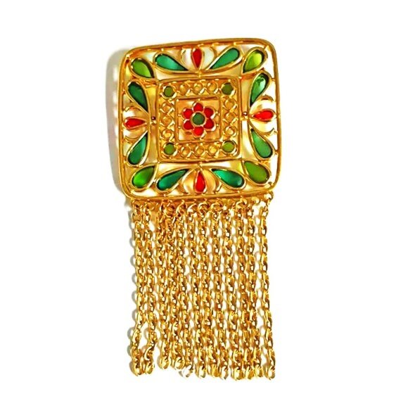❤️STUNNING CROWN TRIFARI ALFRED PHILLIPE EXTREMELY RARE PERSIAN GARDEN BROOCH - Picture 1 of 8